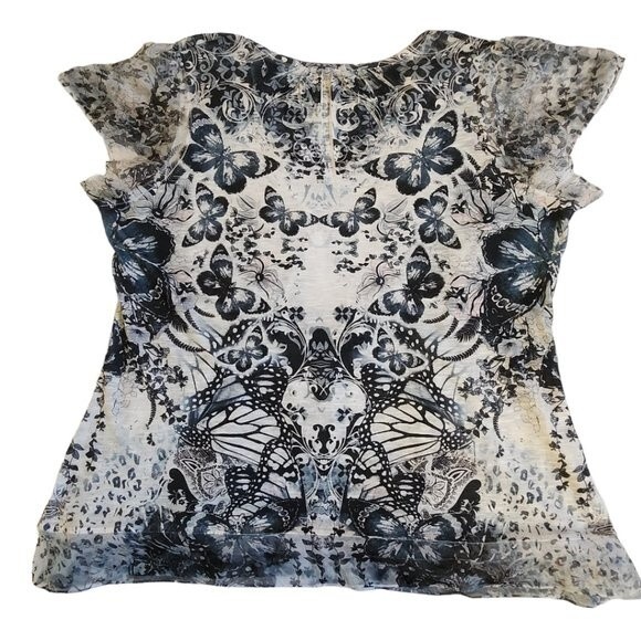 New Directions Weekend Black White Sequin Embellished Wintop Size 1X - Picture 2 of 11